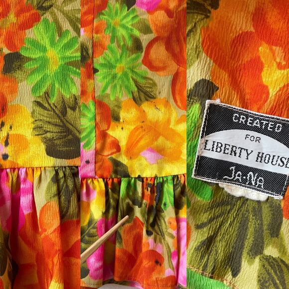 Vtg 60's Liberty House Ja-Na Tropical Floral Hawaiian Maxi Dress Sz S/M Retro - Picture 8 of 10